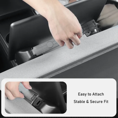 Hand attaching a gray plastic clip to a car interior to secure a panel for a stable fit