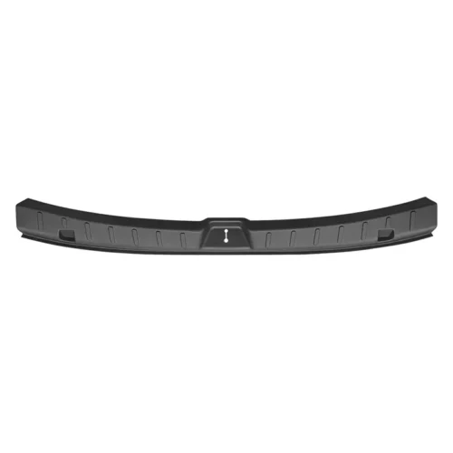 Curved black car bumper lip/spoiler with a central raised hub, viewed from the front.
